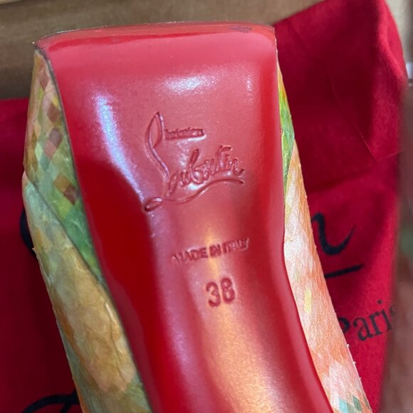 Auc Christian Louboutin Python Pixel Multicolor Troca 140 Peep Toe Pumps - Picture 6 of 14